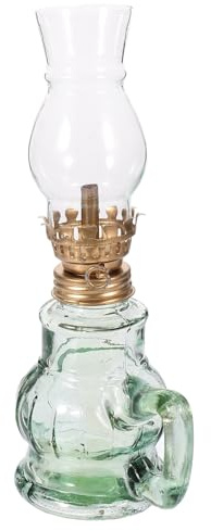 Garneck Lámpara de Queroseno Vintage de Vidrio Lámpara de Aceite Retro para Interiores Luz Ambiental para Hogar y Camping 1 Unidad Uso Combustible Seguro