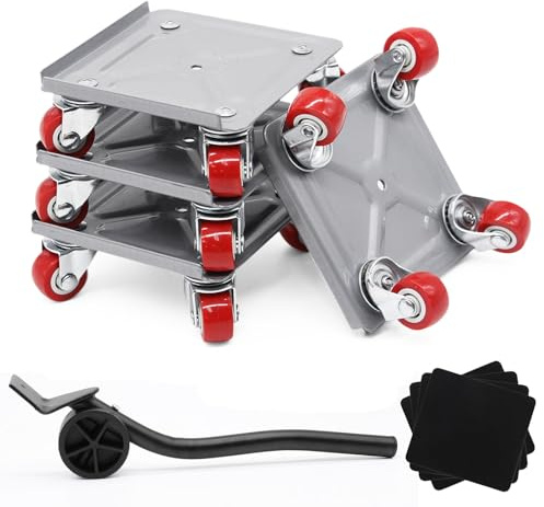 Zyluniy 4 Piezas Ruedas Giratorias para Muebles Pesados 360° | Transportador y Elevador de Muebles con Capacidad de Carga 600kg | para Sofá, Lavadora, Armario, Frigorífico y Piano