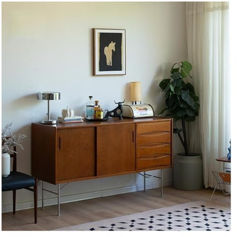 yixinzi-2024 Sideboard-Aufbewahrungsschrank Vintage Massivholz Aufbewahrungsschrank Kleiner Haushaltsschrank an der Wand Antikes Sideboard Haushaltsmultifunktions-Vorratsschrank