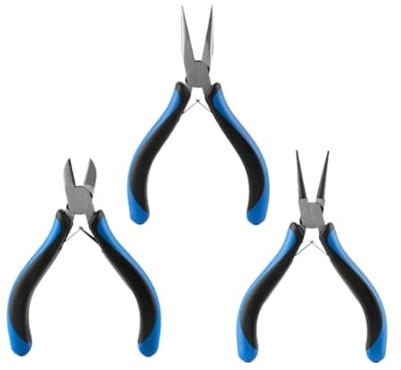 Set di 3 pinze for gioielli: punta tonda, a catena e piatta for uso professionale