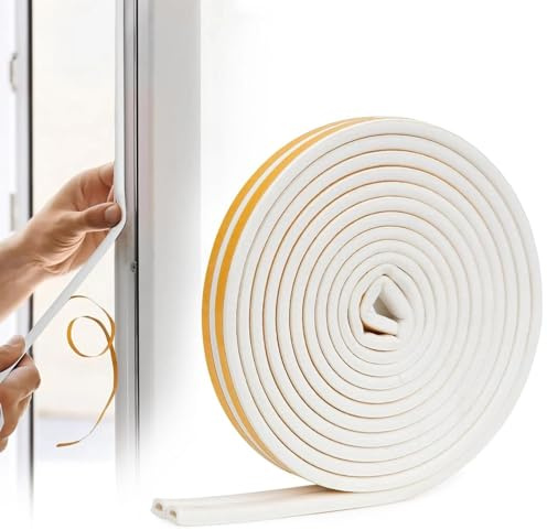 KNUIUYY Joint Fenêtre Lsolation, Bande de Joint D-Profil, Joint Lsolation du Bruit et Froid, Anti-glisse, Bande Caoutchouc Anti-froid Antichoc (9 mm de Large x 6 mm de Haut), Longueur 6 m
