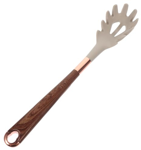 ASAKKURA Espumadera de Silicona Color Caqui para Pasta Tenedor para Espaguetis y Filtro de Fideos Utensilio de Cocina Versátil para Escurrir y Servir en Hogar y Cocina