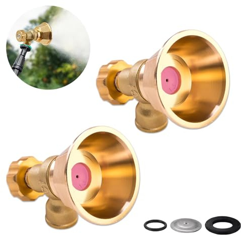 Ugello per Tubo Acqua in Ottone Regolabile, Bocchetta Irrigazione Alta Pressione con Filettatura Interna M14×1.5, per Giardino e Uso Esterno (2 pezzi)