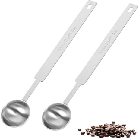 2 Pcs 5ml Teaspoon Tablespoon Measuring Spoons,Coffee Scoop,Siliver Dry Liquid Ingredient Measure Spoon, Easy to Clean,for Cooking Families Bakeries Beans Milk Powder Flour Seasoning