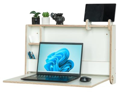 Murphy Desk – EIN wandmontierter Klapptisch, der Sich in einen schwebenden Schreibtisch verwandeln lässt (Weiß)