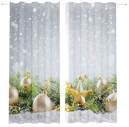 Lemare Weihnachtsvorhänge Digitaldruck | Weihnachtsvorhänge | Winterliche Landschaft | Weihnachtsvorhang Blickdicht | 2 STK. 145x260 cm