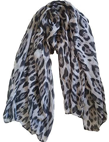 Whilsa Women Large Leopard Animal Print Lightweight Soft-touch Everyday Scarf 90x180cm (Black)