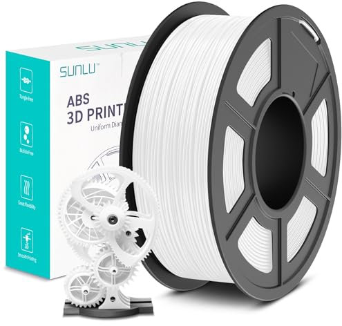 SUNLU ABS Filament 1.75 mm, Hoch Temperaturbeständiges 3D Drucker Filament, Hohe Festigkeit und Schlagfest, Langlebig 3D Druckfilament Für die Meisten FDM 3D Drucker, 1 kg Spule, Weiß