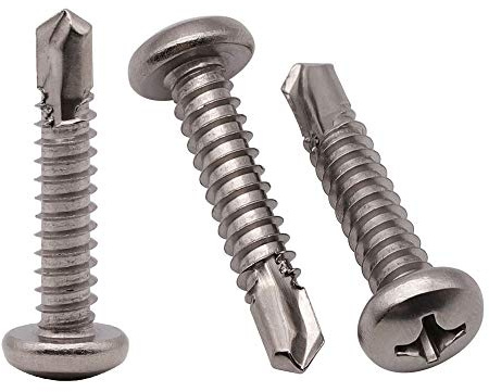 #8 x 3/4 (100 pcs) Pan Head Self Drilling Screws for Metal, Phillips Drive Self Tapping, Sheet Metal Tek Screws, 410 Stainless Steel, Full Thread, No Pre-drilled Needs