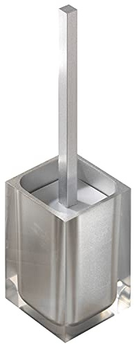 GEDY Auckland Scopino WC Argento, Misure e Peso: 37,5X9,8X9,8 CM & 0,855 kg, Realizzato in Resina Trasparente di Alta qualità, Scopino per WC Design di R&S Gedy, Fatto a Mano, 2 Anni di Garanzia
