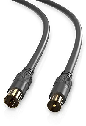 conecto TV Cable, Aerial Cable, Coaxial Cable, ICE Male to ICE Female, Double Shielded, 1.50 m, Black