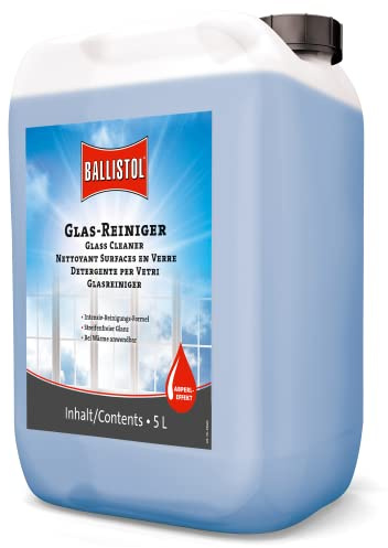 BALLISTOL 25437 Glas-Reiniger, Streifenfreier Glanz, Scheiben, 5 l Kanister | Glasreiniger, Für PKW, Auto, Haushalt, ohne Nanotechnologie, schlierenfrei, Scheibenreiniger, streifenfrei, für Fenster