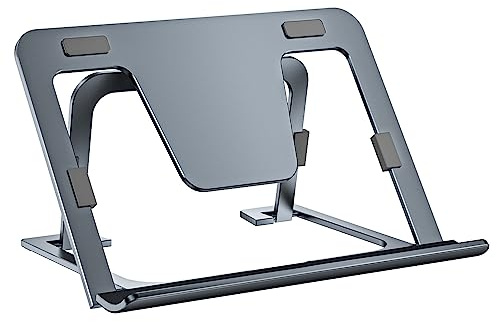 SHUOSUO Tablet Ständer Verstellbar & Faltbar, Schlank Tragbarer Aluminium Tablet Halterung Halter Tisch, Kompatibel mit iPad Pro/Air/Mini, Samsung Tab, Surface Pro, Kindle Fire (7-13 Zoll) (Grau)
