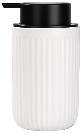 Seifenspender Umlaca Spülmittelspender,Nachfüllbarer Soap Dispenser Keramik 350ml,Großer Pumpenkopf lässt Sich leicht drücken,Geeignet für Küche,Bad (Streifen Weiß, Schaumseifenspender)