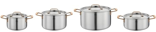 Spring Topf-Set GOURMET 4-tlg, roségold, 5-Lagen-Edelstahl, Induktion | Kochtopf-Set, 3-facher Aluminiumkern, spülmaschinenfest, backofengeeignet, für alle Herdarten, induktionsgeeignet