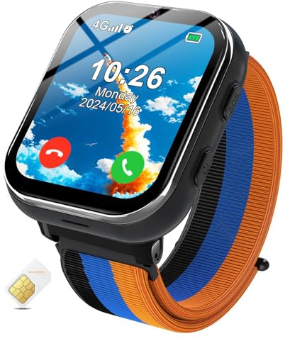 AYATAHA Smart Watch for Girls Boys, Kids Smartwatch with 4G SIM Card, Smart Watch for Kids Touch Screen SOS Emergency Call Calculator Clock Camera Games Music Player, Toys Gifts for Ages 4-12 (Black)
