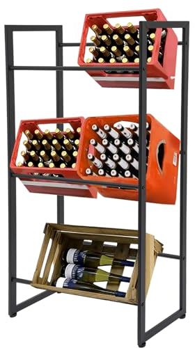 YNAADYH Getränkekistenhalter, Regal für Getränkekisten Standregale Getränkekistenablage Getränkekistenständer Getränkekistenregal Metall (L 140 * 71 * 30cm)