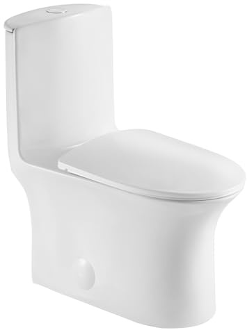 JINGZE Dual Flush Elongated Standard One Piece Toilet for Bathroom Comfort Height in White