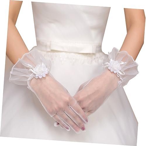 Holibanna Brauthandschuhe Damen Transparentes Netzdesign Für Hochzeit Abendveranstaltungen Und Feiern Fingerlose Eleganz Mit Floraler Verzierung Für Besondere Anlässe
