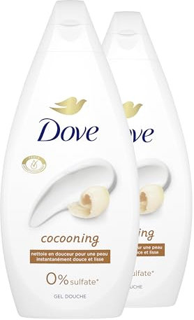 DOVE - Gel Douche - Essentiel Cocooning - Nettoie en douceur et adoucit la peau - Testé dermatologiquement - 0% Sulfate (lot promo de 2x 450ml)