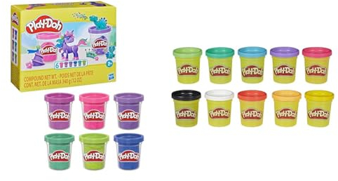 Play-Doh 6er-Pack Funkelknete, zum Kneten und Spielen für Kinder & Farbenkiste mit 10 Dosen à 56 g 29413F03 Multicolor