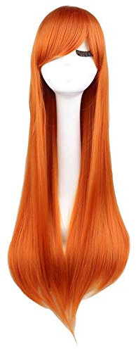 HBYLEE - Peluca para cosplay de anime, peluca de cosplay de 80 cm, peluca rubia, azul, rojo, rosa, gris, lila, cabello para fiestas, 80 cm, pelucas sintéticas largas y rectas, para mujeres, talla