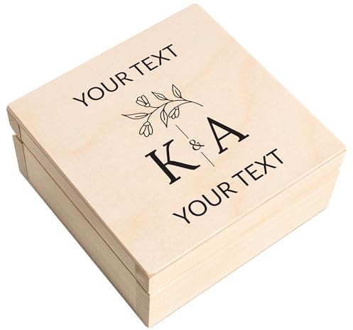 Creative Deco Hochzeitsgeschenke Personalisiert für Brautpaar | Geschenk | zur Hochzeit | Erinnerungsbox Schmuckkästchen | Holzkiste mit Deckel | Hochzeitsgeschenk Personalisierte Ringschatulle