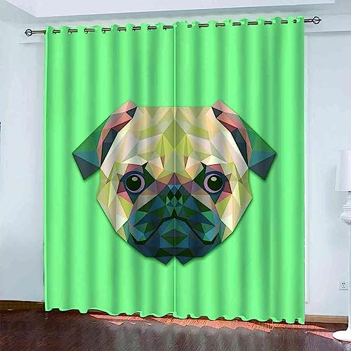 Vorhang Blickdicht Ösen Thermo Verdunkelungs Polyester Gardinen 2 Stück 3D Abstrakter Tierwelpe Für Schlafzimmer Wohnzimmer Kinder Oder Babyzimmer 2 X 150 X 280 Cm - Bedruckte Verdunkelungs -5Z5W4H6V4