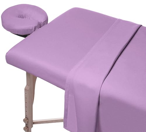 Massageliege Bezug, 3 Teiliges Massageliegen Bettwäsche, Mikrofaser für Massagetisch-Spannbettlaken mit Bettlaken, Spannbettlaken, Bezug für Kopfstütze, Waschfaserlaken Kosmetikliege Bezug 185 x 80cm