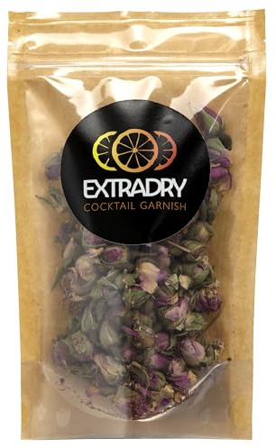 Extra dry - Boutons de Roses Séchés pour Cocktails, 150g | Garniture Florale100% Naturelle pour Cocktails, Thés, infusions, Desserts, Pâtisseries | Conditionné en France | Sans Sucre