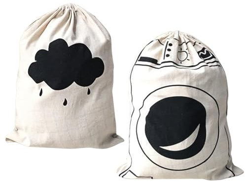 Focenat 2 Pezzi Sacco Biancheria Sporca, Borsa per la Biancheria, Sacco per Biancheria in Cotone, Borsa Lavanderia da Viaggio, Sacchetto Stoffa Grande con Coulisse, 62 x 46 cm