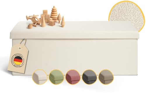 Laleni Sitzbank Mit Stauraum - Geräumige Truhenbank 110x38 cm - Bequemer Hocker Und Sitztruhe - Kinder Sitzbox - Beige