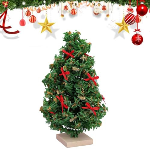 Miniatur-Weihnachtsbaum, Puppenhaus Mini Künstliche Weihnachtsbäume, 1:12 Maßstab Puppenhaus Mini Weihnachtsbaum, Mini Weihnachtsbaum Tischbäume Holzsockel für Xmas Home Decor (Grün kein Licht)