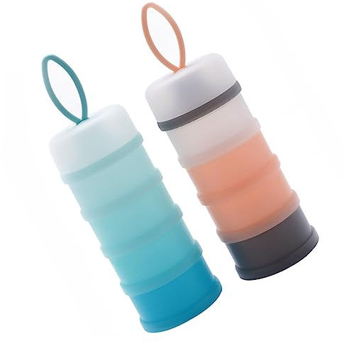 Toyvian 2 Stück Milchpulver Spender für Babys mit 4 Schichten Großer Kapazität und Leicht Tragbar Stapelbare Pp Aufbewahrungsbox für Indoor und Outdoor
