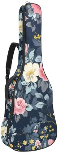 Gitarrentasche in voller Größe, 101,6 cm, 104,4 cm, 106,7 cm, Tragetasche für E-Bass, klassische Gitarre, niedliche Sonnenblumen, nahtloses Muster, Mehrfarbig 04, 42.9x16.9x4.7 in, Lässiger