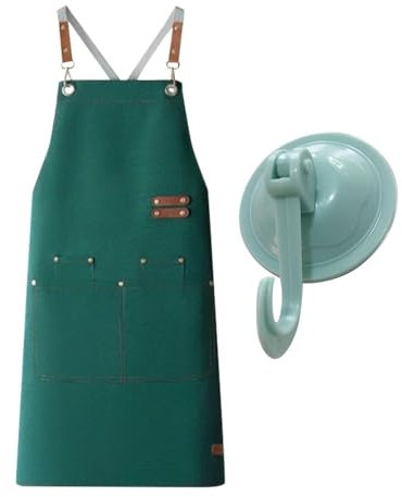 YSJCHEBS Grembiule in Tela 1 Pezzo, Gancio 1 Pezzo, Grembiule Regolabile con Tasche, Grembiule da Lavoro Antimacchia per Uomo E Donna, Grembiule da Cucina con Incrocio sul Retro, Grembiule da Cucina