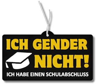 2x Duftbaum mit Ich gender nicht, ich habe einen Schulabschluss, Auto lustig Duftspender, Duftbaum Autoduft tuning, Lufterfrischer, Duftanhänger Set Auto,