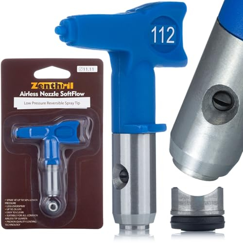 Zenthril Model 112 – Niederdruck Lackierdüse | 5 cm Sprühbreite bei 30 cm Entfernung | Für Beizen, Lacke, Öle | Kompatibel mit Zenthril, Graco, Wagner | Spritztechnik