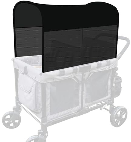 LUAATT Stretchy Panoramic Canopy Compatible with Wonderfold Stroller Wagons W2/W4 All Models,UPF50+ Sun Protection with Two Mesh Windows,Sun Shade and Protection(Black)