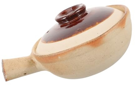 VALICLUD Olla de Cerámica para Guisar con Asa Simple Resistente al Calor Cazuela Multifuncional para Estofados y Sopas Casa y Camping