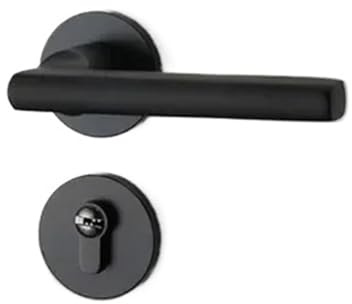YXINAER Manija de puerta aluminio negra Cerradura interior dormitorio silenciosa dividida Herraje Manilla Puerta Exterior(Black)