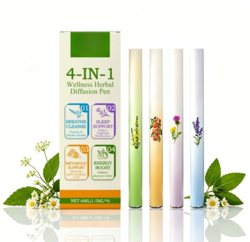 4 Pack Herbal Diffuser Inhaler Pen Set – Breathe Cleanse, Sleep Support
