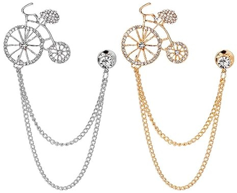 GALPADA 2 Pièces Broche Vélo Diamant Broche en Diamant Argenté Chaîne Détails Délicats pour Foulards et Paquet