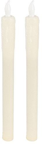 Ideen mit Herz Lot de 2 bougies LED en cire véritable - 25 cm de haut - Effet vacillant - Fonctionne avec piles