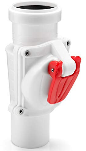 White Vertical Backwater Valve Anti Flood Protection Device 50mm Diameter