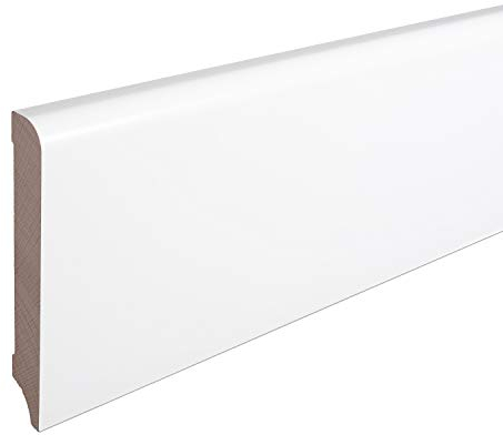 Sockelleiste München Buche Massivholz WEISS Oberkante Abgerundet 120mm