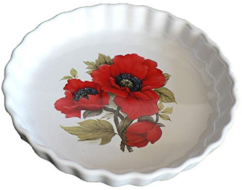CrackInChina Poppy Pattern 25cm Ceramic Quiche Dish