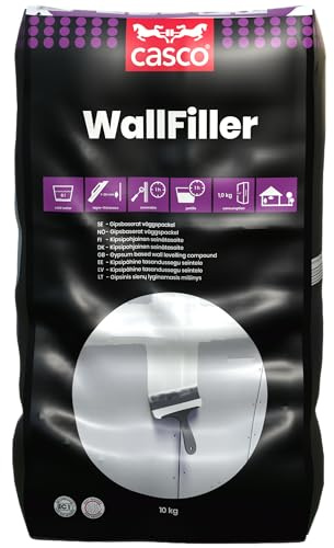 CASCO - Gipsbaserat väggspackel - Casco WallFiller vit - För bredspackling av väggar och tak samt lagning - Fäster på torra och rena ytor - För inomhusbruk och torra miljöer - Snabbtorkande - 10 kg