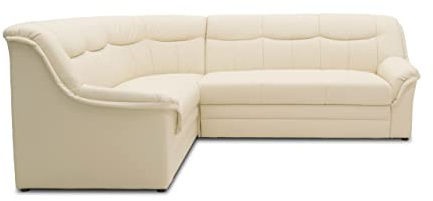 DOMO. collection Berlin Canapé d'angle Intemporel en Cuir synthétique avec Rembourrage à Ressorts de qualité supérieure - Canapé en Forme de L - 205 x 250 x 89 cm - Beige (crème)