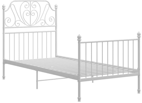 vidaXL Bettgestell Metallbett Schlafzimmer Bett Einzelbett Schlafzimmermöbel Bettrahmen Lattenrost Pulverbeschichtetes Metall Weiß 90x200cm